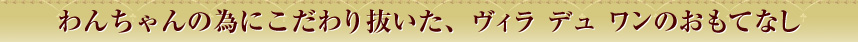 わんちゃんの為にこだわり抜いた、ヴィラデュワンのおもてなし